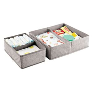 mDesign Fabric Drawer Organizer Bins, Kids/Baby Nursery Dresser, Closet, Shelf, Playroom Organization, Hold Clothes, Toys, Diapers, Bibs, Blankets, Lido Collection, Set of 2, 3 Pack, Linen/Tan