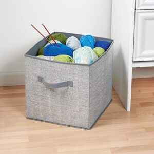 mDesign Soft Fabric Nursery/Playroom Closet Storage Organizer Bin Box with Front Handle for Cube Furniture Shelving Units - Holds Toys, Clothes, Diapers, Bibs - Lido Collection - 8 Pack - Gray