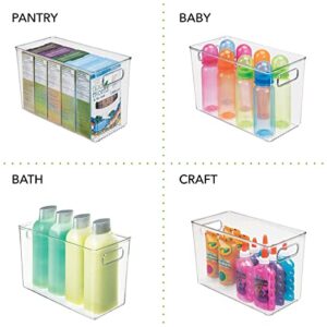 mDesign Plastic Storage Organizer Bin for Household Organization in Cabinets, Closets, or Inside Any Cubby Storage Organizer, Holds Craft Supplies, Linens, or Toys, Ligne Collection, 4 Pack, Clear
