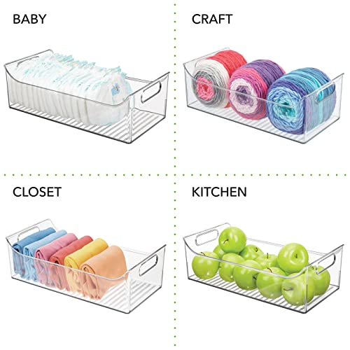 mDesign Portable Nursery Storage Plastic Baby Organizer Storage Caddy Bin w/Handles for Kids/Child Essentials - Holds Diapers, Wipes, Bottles, Baby Food, Snacks - 16" Long - Ligne Collection - Clear