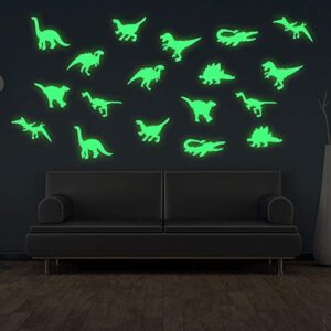 toniful 45 pcs dinosaurs luminous wall stickers,3d glow in dark dinosaurs wall decorative for baby children room wall decals