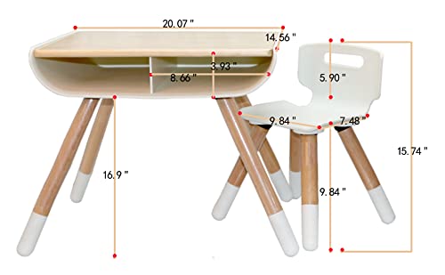 asunflower Toddler Desk & Chair Set Height Adjustable Kid's Table Chairs Set with Storage Modern Design Desk Chairs Set, White