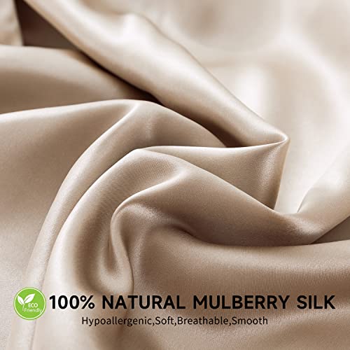 ZIMASILK 100% Mulberry Silk Pillowcase for Hair and Skin,with Hidden Zipper,Both Side 19 Momme Silk, 1pc (Body 20"x54", Taupe)