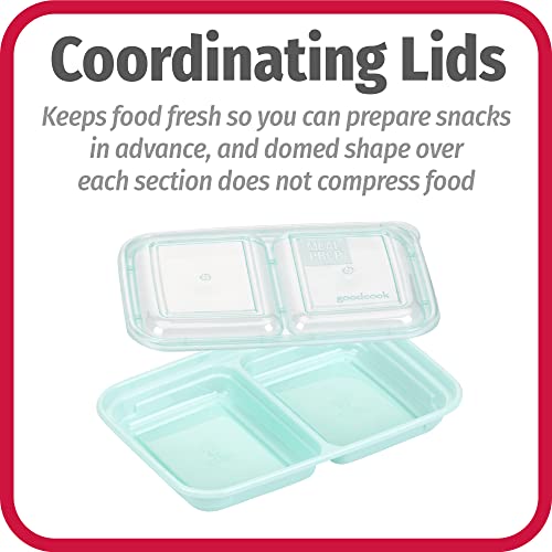 Good Cook Meal Prep, 2 Snack Compartments BPA Free, Microwavable/Dishwasher/Freezer Safe, Blue