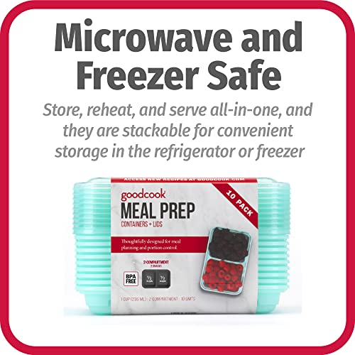 Good Cook Meal Prep, 2 Snack Compartments BPA Free, Microwavable/Dishwasher/Freezer Safe, Blue