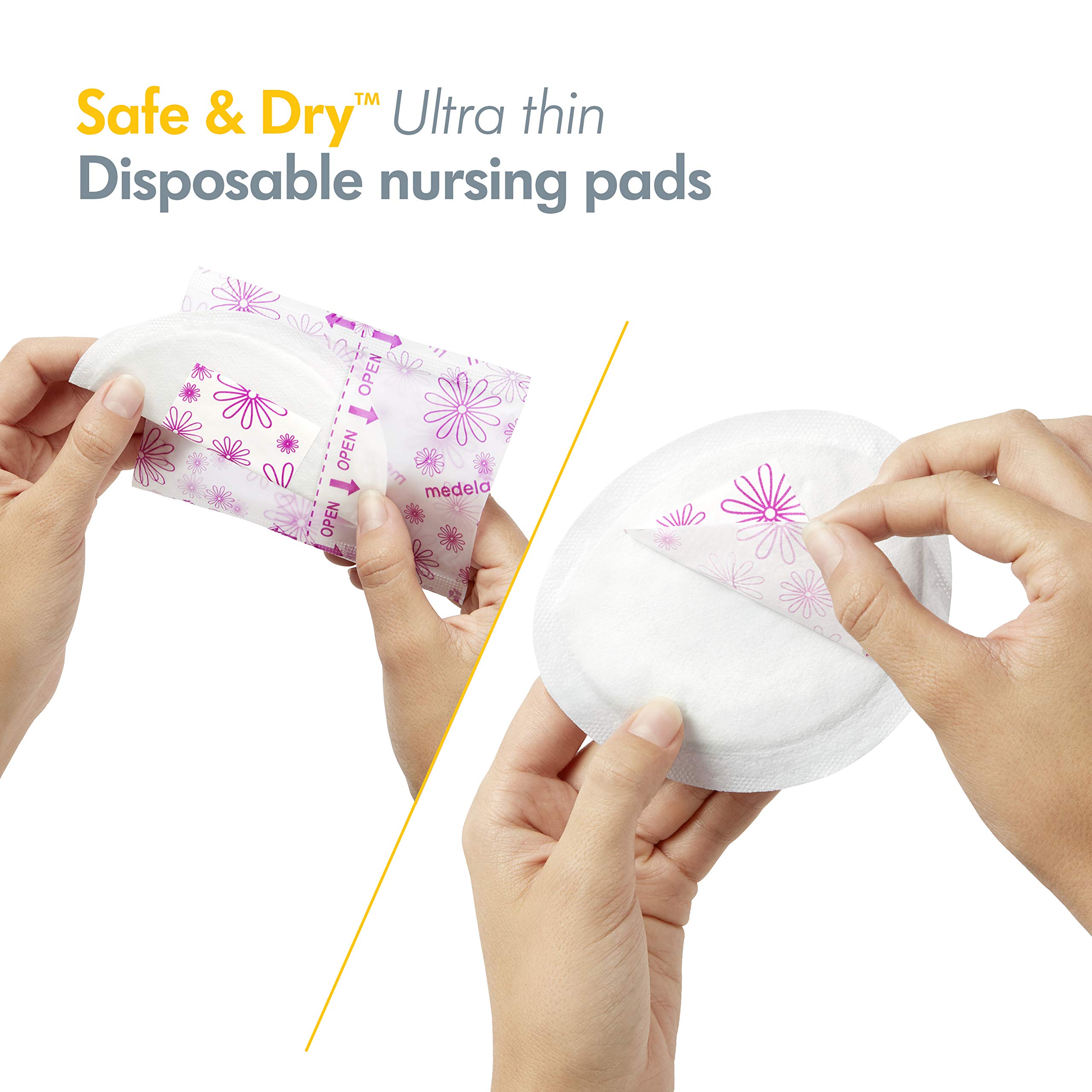 Medela Safe & Dry Ultra Thin Disposable Nursing Pads, 120 Count Breast Pads for Breastfeeding, Leakproof Design, Slender and Contoured for Optimal Fit and Discretion