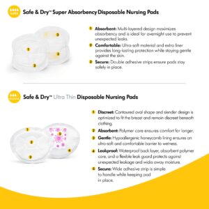 Medela Safe & Dry Ultra Thin Disposable Nursing Pads, 120 Count Breast Pads for Breastfeeding, Leakproof Design, Slender and Contoured for Optimal Fit and Discretion