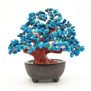 colorsheng 7 inch quartz crystal money tree bonsai feng shui gem decoration for wealth and luck (blue)