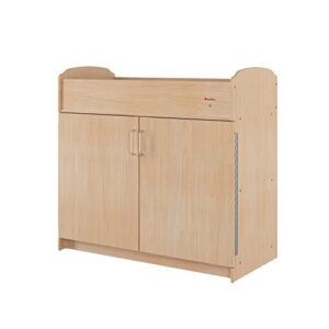 foundations serenity daycare changing table with storage cubbies, baby diaper changing station for childcare centers, includes 1" foam mattress pad, natural wood finish