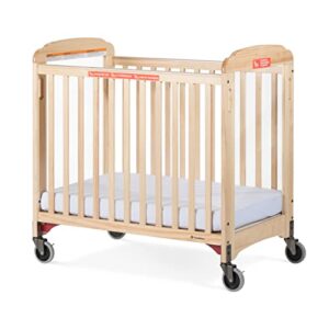 foundations first responder evacuation crib with fixed-side, clearview, (includes evacuation frame and casters), natural