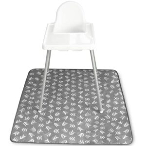 s&t inc. splat mat for under high chair, water resistant floor mat, 42 inches by 42 inches, grey scatter