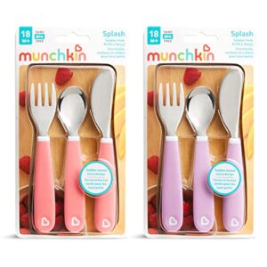 Munchkin® Splash™ Toddler Fork, Knife and Spoon Utensil Set, 6 Pack, Pink/Purple