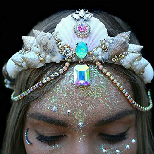 COKOHAPPY Holographic Chunky Glitter Total 80g Body Nail Face Cosmetic Hexagon Chunky Holographic Glitter for Resin Accessories (Mermaid)