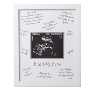tiny ideas sonogram signature frame guest book, perfect for any baby registry, marker included for guests to leave well-wishes, great for celebrating baby showers or birthdays, white