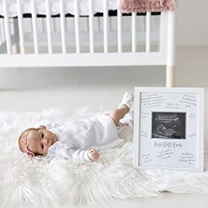 Tiny Ideas Sonogram Signature Frame Guest Book, Perfect for Any Baby Registry, Marker Included for Guests to Leave Well-Wishes, Great for Celebrating Baby Showers or Birthdays, White