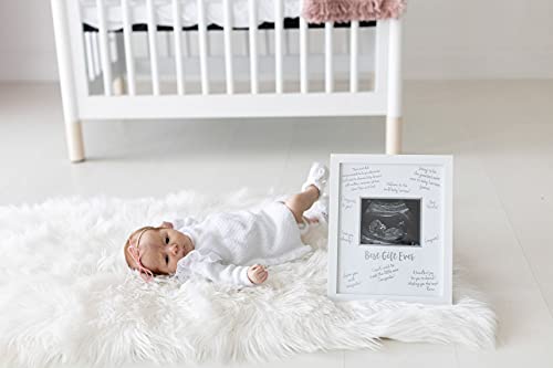 Tiny Ideas Sonogram Signature Frame Guest Book, Perfect for Any Baby Registry, Marker Included for Guests to Leave Well-Wishes, Great for Celebrating Baby Showers or Birthdays, White