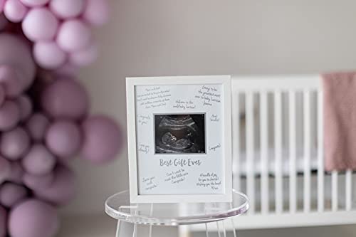 Tiny Ideas Sonogram Signature Frame Guest Book, Perfect for Any Baby Registry, Marker Included for Guests to Leave Well-Wishes, Great for Celebrating Baby Showers or Birthdays, White