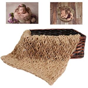 m&g house newborn wrap baby photography wool wrap baby photo props baskets filler rug(light tan)