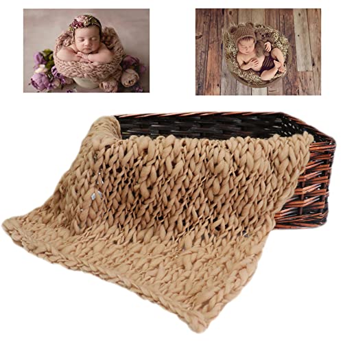 M&G House Newborn Wrap Baby Photography Wool Wrap Baby Photo Props Baskets Filler Rug(Light Tan)