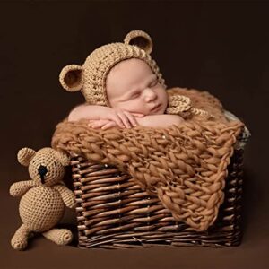 M&G House Newborn Wrap Baby Photography Wool Wrap Baby Photo Props Baskets Filler Rug(Light Tan)