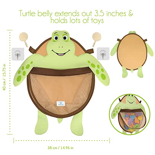 Nooni Care Bath Toy Organizer for Bathroom Storage and Nursery, Tubby Turtle Kids Bath Tub Toys Storage Mesh Basket