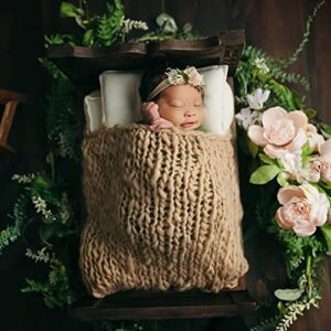 M&G House Newborn Wrap Baby Photography Wool Wrap Baby Photo Props Baskets Filler Rug(Light Tan)