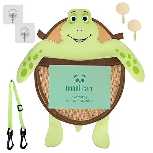 Nooni Care Bath Toy Organizer for Bathroom Storage and Nursery, Tubby Turtle Kids Bath Tub Toys Storage Mesh Basket
