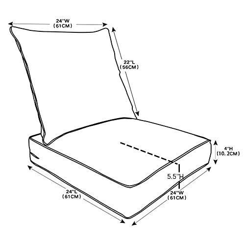 QILLOWAY Polyester Outdoor Chair Cushion Set,Outdoor Cushions for Patio Furniture.Tan/Grey