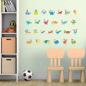 DECOWALL DS-8033 A-Z Dinosaur Alphabet (Small) Kids Wall Stickers Decals Peel and Stick Removable for Nursery Bedroom Living Room Art murals Decorations