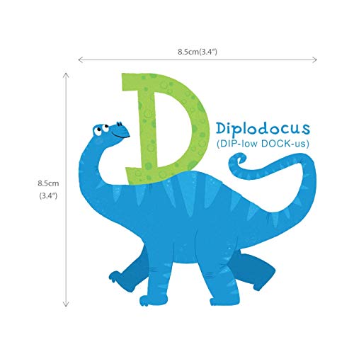 DECOWALL DS-8033 A-Z Dinosaur Alphabet (Small) Kids Wall Stickers Decals Peel and Stick Removable for Nursery Bedroom Living Room Art murals Decorations