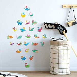 DECOWALL DS-8033 A-Z Dinosaur Alphabet (Small) Kids Wall Stickers Decals Peel and Stick Removable for Nursery Bedroom Living Room Art murals Decorations