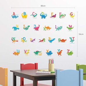 DECOWALL DS-8033 A-Z Dinosaur Alphabet (Small) Kids Wall Stickers Decals Peel and Stick Removable for Nursery Bedroom Living Room Art murals Decorations