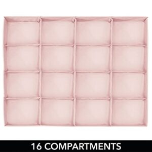 mDesign Soft Fabric Dresser Drawer and Closet Storage Organizer for Child/Kids Room and Nursery - Large 16 Section Organizer - Polka Dot Print, 2 Pack - Pink/White