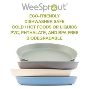 WeeSprout Bamboo Plates (Blue, Green, Gray, & Beige, Without Lids)