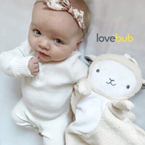 Wavhello LoveBub Sound & Light Baby Security Blanket Lovey, Plush Lullaby Music Player, White Noise Soother & Soft Night Light, Machine Washable - Lou The Lamb (White Minky, 18")