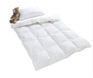 omaniet baby/toddler white down comforter, all season lightweight blanket duvet insert for kids crib bedding, machine washable, soft cotton shell, white, 41x48 inches
