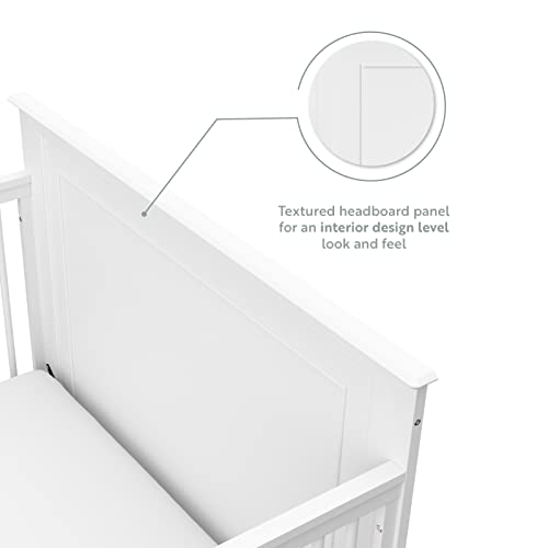 Storkcraft Solstice 5-In-1 Convertible Crib (White) – GREENGUARD Gold Certified, Converts to Toddler Bed and Full-Size Bed, Fits Standard Full-Size Crib Mattress, Adjustable Mattress Support Base