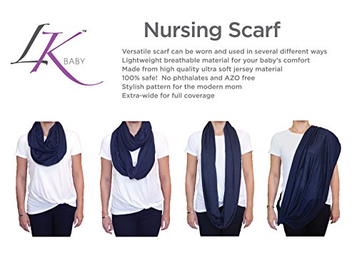 2pk LK Baby Infinity Nursing Scarf Breastfeeding Cover Ultra Soft (Grey/Navy)