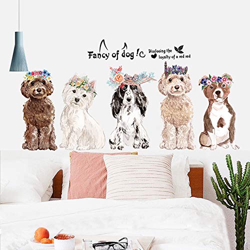 Fancy of Dog Large Size Wall Stickers Wall Decor for Bedroom Living Room Removable Vinyl Art Mural Decals for Girls Boys Kids