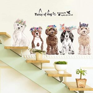 Fancy of Dog Large Size Wall Stickers Wall Decor for Bedroom Living Room Removable Vinyl Art Mural Decals for Girls Boys Kids