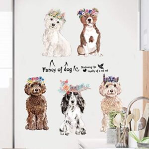 Fancy of Dog Large Size Wall Stickers Wall Decor for Bedroom Living Room Removable Vinyl Art Mural Decals for Girls Boys Kids