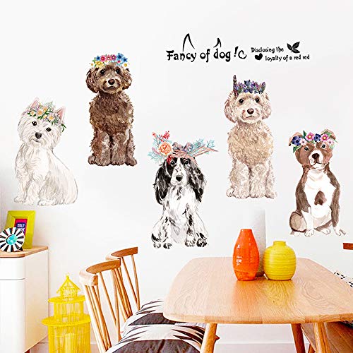 Fancy of Dog Large Size Wall Stickers Wall Decor for Bedroom Living Room Removable Vinyl Art Mural Decals for Girls Boys Kids