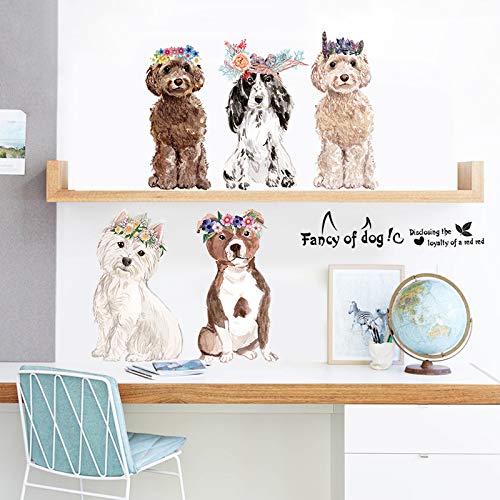 Fancy of Dog Large Size Wall Stickers Wall Decor for Bedroom Living Room Removable Vinyl Art Mural Decals for Girls Boys Kids