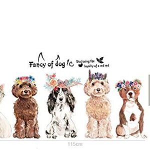 Fancy of Dog Large Size Wall Stickers Wall Decor for Bedroom Living Room Removable Vinyl Art Mural Decals for Girls Boys Kids