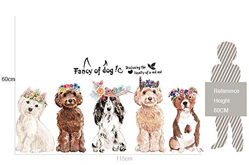 Fancy of Dog Large Size Wall Stickers Wall Decor for Bedroom Living Room Removable Vinyl Art Mural Decals for Girls Boys Kids