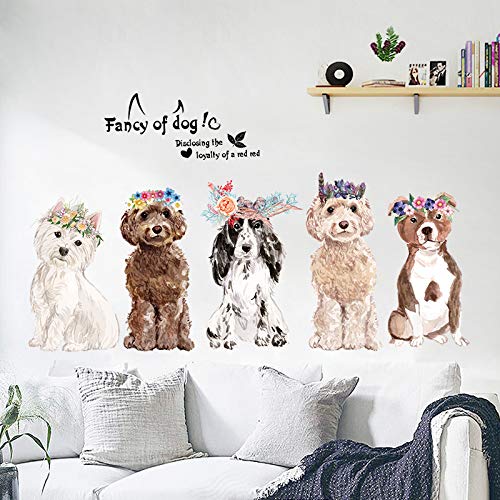 Fancy of Dog Large Size Wall Stickers Wall Decor for Bedroom Living Room Removable Vinyl Art Mural Decals for Girls Boys Kids