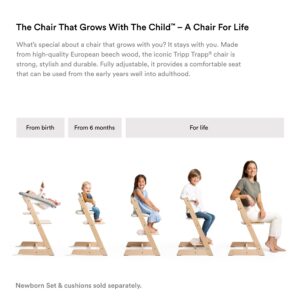 Tripp Trapp High Chair from Stokke, Natural - Adjustable, Convertible Chair for Children & Adults - Includes Baby Set with Removable Harness for Ages 6-36 Months - Ergonomic & Classic Design