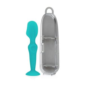 talbot's diaper cream soft silicone brush with suction base & hygienic case, aqua, mini size, 2 piece