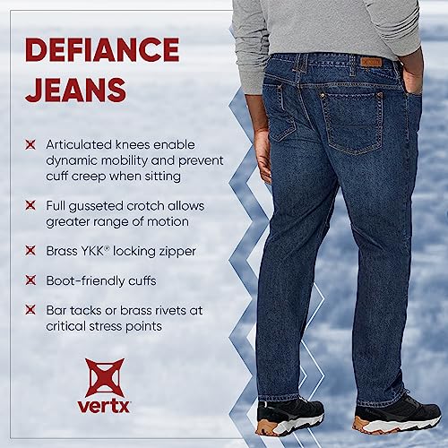 Vertx Men’s Defiance Jeans, Dark Stonewash, 34 x 32