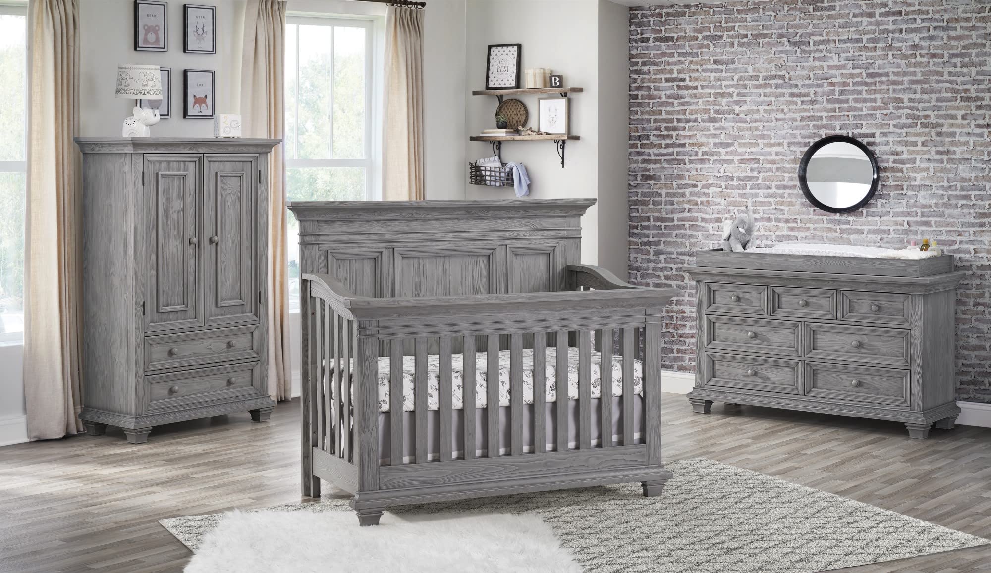 Oxford Baby Westport 4-in-1 Convertible Crib, Dusk Gray, GreenGuard Gold Certified